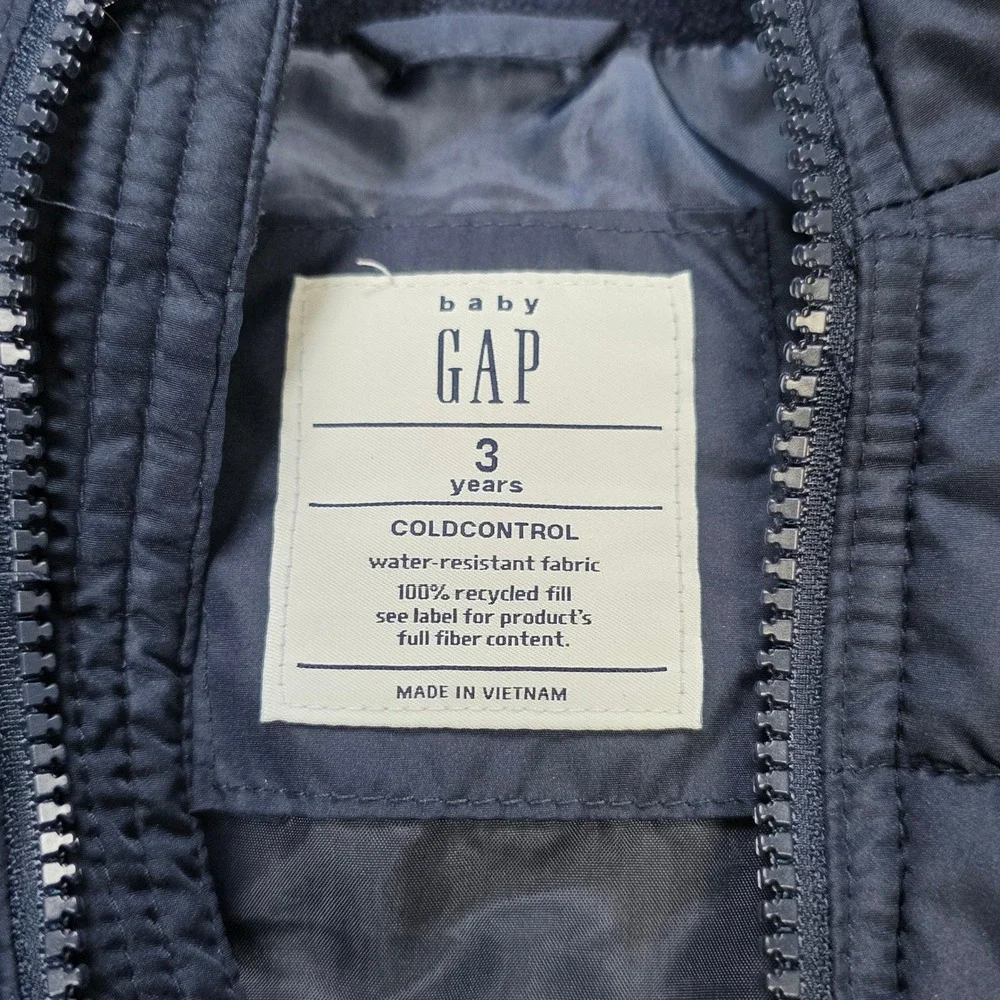 Baby Gap Cold Control Puffer Vest  Boy's Size 3‎ Years Navy Blue Water Resistant